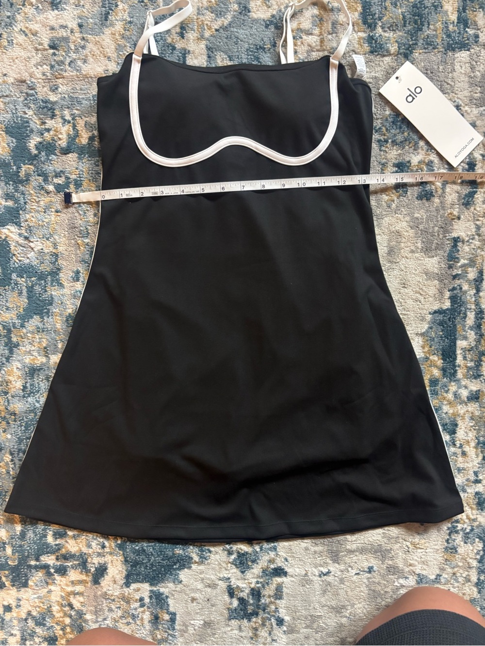 ALO Yoga Black Mini Dress with White Piping - Picture 7 of 8
